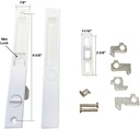 Sliding Glass Door Handle Set, Non-Keyed, Flush Mount, with Nite-Lock and Five Hook Assortment, White, 6-5/8" Screw Holes