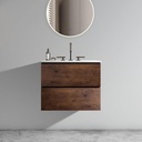Wall Mounted Floating Bathroom Vanity with Integrated Overflow Sink Basin Solid Rosewood Matte Finish single Hole Faucet Cabinet 24" Modern Minimalist Desig for Compact Bathrooms KD
