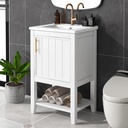 20" Bathroom Vanity with Sink, Bathroom Cabinet with Soft Closing Door, Storage Rack and Open Shelf, Easy Assembly, for Small Space Bathroom (White)