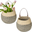 Set of 2 Jute Hanging Basket for Wall, Farmhouse Wall Basket Decor for Storage and Organizer,Decorative Wall Hanging Storage Baskets for Plants Small Cotton Rope Woven Closet Storage Bins