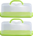 2 Pack Plastic 13 inch Rectangular Loaf Cake Storage Container,Bread Keeper for Carrying and Storing Banana Bread,Pumpkin Bread