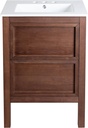 Swiss Madison Nadar 24 in. Brown Walnut Bathroom Vanity with White, 3-Hole Ceramic Sink Top