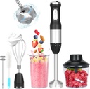 5 in 1 Immersion Hand Blender Mixer,Handheld Stick Blender with 600ML Chopper, 800ML Beaker, Whisk and Milk Frother for Smoothie, Baby Food, Sauces Red,Puree, Soup
