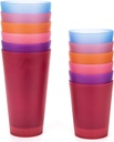 KX-WARE 32-ounce and 18-ounce Plastic Tumblers/Drinking Glasses/Party Cups/Iced Tea Glasses Set of 12, 6 Assorted Colors | Unbreakable, Dishwasher Safe, BPA Free