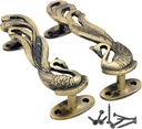 Antique Brass Peacock Design Door Handle Set of 2 | Heavy Duty 7 Inches Stylish Door Handle for Cabinet | Drawer Handcrafted Piece for Elegant and Secure Interiors