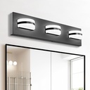 LED Bathroom Vanity Light, 3-Lights, Cool White, 5000K, Black Modern Matte Bathroom Lighting, Fixtures Equivalent to Incandescent, 130W for Over Mirror Vanity Lights, ETL Certified (1 Pack)