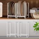 4PCS Plate Holders Organizer, Metal Dish Storage Dying Display Rack for Cabinet, Counter and Cupboard, White, 4 Large