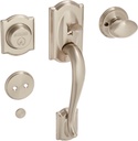 Schlage F93CAM619SIE Camelot Inactive Handleset with Siena Lever, Satin Nickel