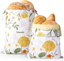 Reusable Vintage Floral Beeswax Bread Bags for Homemade Bread Sourdough, 2 Pack Large Beeswax-Lined Cotton Sourdough Storage Bags, Natural Freshness Keeper, Multicolor, 17''x 13"