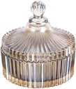 300ml/10oz Glass Candy Dish With Lid - Decorative Crystal Covered Bowl - Apothecary Jar for Wedding Buffet - Tent Shaped Food Container for Home Office Desk Gift (Amber)