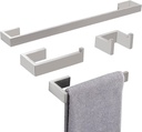 NearMoon 4 Pieces Bathroom Hardware Accessories Set 304 Stainless Steel- 24" Towel Rod+ Hand Towel Holder+ Toilet Paper Holder+ Robe Towel Hook Wall Mounted Modern Bath Towel Bar Kit (Chrome Finish)