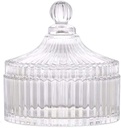 300ml/10oz Glass Candy Dish With Lid - Decorative Crystal Covered Bowl - Apothecary Jar for Wedding Buffet - Tent Shaped Food Container for Home Office Desk Gift (Clear)