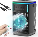 Portable Air Conditioners with Remote, 4-in-1 Portable AC with 1500ml Water Tank, 3 Wind Speeds, 6H Timer, 2 Cool Mist, 7 Lights, Personal Mini Air Conditioner for Room Bedroom Offic