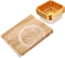 UKCOCO Moon Cake Tray and Packing Bag Plastic Dessert Pouch with Stable Bottom Lightweight Food Packaging for Baked Goods Gold Letter Bags with Gold Trays for Mooncakes and Pastries