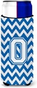 Letter O Chevron Blue and White Ultra Beverage Insulators for slim cans