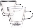 HOMLA Cembra Set of 2 Tea Glasses with Handle 2 x 280 ml Double-Walled Glasses Latte Macchiato Cappuccino Glasses Double-Walled Iced Coffee Glass – Transparent