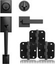 Kolet Front Door Lock Set, Front Door Handle and Deadbolt Set, Ball Bearing Door Hinges, 3.5 Inches Black Door Hinges 3 Pack