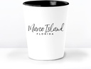 Generic Marco Island FL Ceramic 1.5 Ounce Souvenir Shot Glass - White With Black Interior - Bachelor & Bachelorette Party Favors - Bridesmaid & Groomsmen Present - Florida Home Town Decoration
