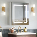 Lighted Medicine Cabinet with Mirror, Plug-in or Hardwired, Anti-Fog/3 Colors/Dimmable, AL Alloy, 2 Outlets & USBs, ETL Listed, Wall Mount or Recessed Bathroom Medicine Cabinet, 24x26 Inch