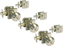 Satin Nickel Entry Lock Round Door Handle Knob Square Straight Corner Plate with Matching Single Cylinder Deadbolt Combo Pack Keyed Alike 6085DC (3 Set)