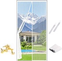 White Mesh Partition Curtain, Self Sealing Hands Free Magnetic Screen Door for Keeps Bugs Out, Easy Install, Fit Door Size 30×82 inch, Screen Size 32×83 inch, Installation Kit Include