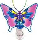 Puzzled Glass Art Night Light, Plug in Decorative Socket Lamp, Manual On & Off Portable Light for Stairway, Bedroom, Bathroom, Nursery, Home Accessory & Kitchen Decor - Butterfly