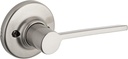 Kwikset Ladera Dummy Door Handle, Single Sided Lever for Closets, French Double Doors, and Pantry, Satin Nickel Non-Turning Left Handed Interior Push/Pull Lever, with Microban Protection