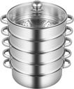 Steamer for Cooking 5 Tier Stainless Steel Food Steamer Multifunctional Steamer Pot Stackable Baskets Tamale Steamer Cookware Suitable Steamer Cookware Pot (26cm)