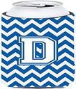 Caroline's Treasures CJ1045-DTBC Letter D Chevron Blue and White Tall Boy Hugger Can Cooler Sleeve Hugger Machine Washable Drink Sleeve Hugger Collapsible Insulator Beverage Insulated Holder