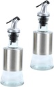 2pcs Olive Oil and Vinegar Dispenser Food-grade Stainless Steel and Glass Sauce Pourers for Kitchen Cooking and Outdoor Activities