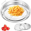 Air Fryer Basket for Oven,2 Pieces Set Round Silver 12.9'' Non-stick Stainless Steel Mesh Air Fryer Baking Tray Accessories Rack Roasting Grill Basket for Convection Oven Air Fryer, Dishwasher Safe