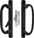 8.5" Legacy Sliding Patio Glass Door Offset Black Handle Set - Sash Controls 2265 WITH Mortise Lock 45° for Handle Replacement Fits 3-15/16” Screw Hole Spacing and 1-1/4" to 2-1/4" Door Thickness