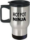 Gifts for Hot Pot Ninja Lover Travel Mug Insulated Coffee Tumbler - Hotpot Soup Food Steamboat Chinese Cuisine Southeast Asian Foodie Themed Funny Cute Gag Idea