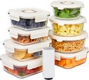 HOLDN’ STORAGE Vacuum Food Storage Containers, Set of 8 Glass Containers & Electronic Pump - Keep Food Fresh Longer, BPA-Free Glass, Leak-Proof, Ideal for Meal Prep, Marinating