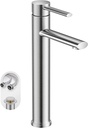 Phiestina Single Hole Tall Brushed Nickel Vessel Bathroom Sink Faucet, One Hole Single Handle Above Counter Sink Bathroom Faucet, with Pop Up Drain and Water Supply Line,NS-SF03-V-BN