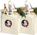 Broad Bay Reusable Florida State Shopping Bags or FSU Grocery Bag 2Pc SET NATURAL COTTON
