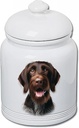 Best of Breed German Wirehaired Pointer Dog and Cat Ceramic Treat Jar 9" Tall Air Tight Seal All White