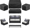 VEVOR Patio Furniture Cover 4-Piece Set, 420D Heavy Duty Waterproof Outdoor Dining Table and Chairs Cover Set, Lawn Patio Furniture Covers for Outdoor Sofa, Couch, Chairs, Coffee Table, Black