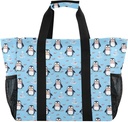 ALAZA Cute Penguin Fish Blue Large Reusable Grocery Bag Heavy Duty Reusable Shopping Bag with Reinforced Bottom Handles Foldable Bag
