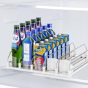 Drink Organizer for Fridge,5 Rows Fridge Soda Can Organizer,20oz 16oz 12oz-Self Pushing Soda Dispenser for Fridge,Adjustable Width-Holds up to 25 Cans,White