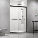 Sliding Glass Shower Door with Black Aluminum Frame, 6mm Tempered Safety Glass Dual Panel Bathroom Door, Modern Industrial Shower Enclosure, Easy Installation