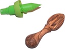 Holy Land Market Lemon Juicers/First Citrus Reamer Carved in Hard Olive Wood from Bethlehem (5.5 Inches) and Second is Silicone Juice Sprayer juicer - Asfour Outlet Trademark