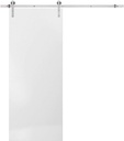 SARTODOORS Planum 0010 | Interior Single Sliding barn Door, no Glass, Solid Wood, 28x80, White, Modern Style | Hardware Included