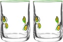 Pair Of Lemon Print Vintage Juices Glasses Sturdy Glasswares With 14oz Capacity Ideal For Cocktails Water Decors Vintage Styles Glasses Pair