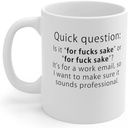 Is it For Fucks Sake, or For Fuck Sake Work Email Funny Ceramic Coffee Mug, 11oz