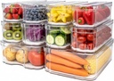 Fridge Organizers and Storage, 10 Pack Organizer Bins with Lids, Stackable Storage Containers for Fruits, Vegetable (Set of 10)