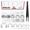 Hilitchi 211Pcs 14 Sizes 304 Stainless Steel E Clip Assortment Kit with Tweezers, M1.5 M2 M2.5 M3 M3.5 M4 M5 M6 M7 M8 M9 M10 M12 M15 External Retaining Ring Snap Ring E-Clip Cir-clip for Machine