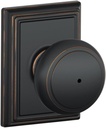 Schlage F40 AND 716 ADD Andover Door Knob with Addison Trim, Bed & Bath Privacy Lock, Aged Bronze