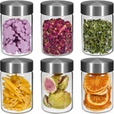 Glass Spice jars Small Glass Jars with Airtight Lid 6.7oz, Food Storage Canister for Pantry Sugar Tea Coffee Bean Seasoning Nuts Cookies Overnight Oatmeal (6 * 200ml(6.76oz))