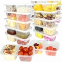 40Pack Reusable Snack Containers with Lids Upgrade 6.8oz, Capacity Increase, Double Compartment Condiment Containers for Lunch, Sauce, Mini Easy Take Out and Storage